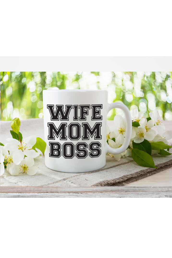 Wife Mum Boss Yazılı Anneye Özel Tasarım Kupa Bardak - 1