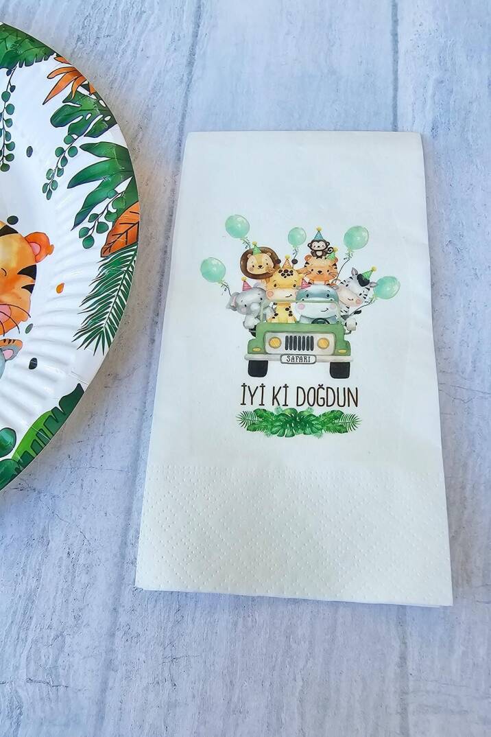 Wild Safari Konsept Baskılı Safari Tema Doğum Günü Peçetesi 20li - 1
