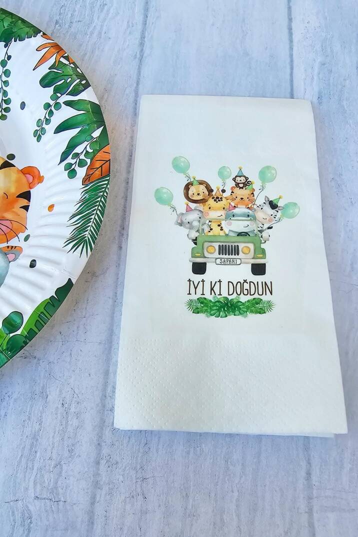 Wild Safari Konsept Baskılı Safari Tema Doğum Günü Peçetesi 20li - 2