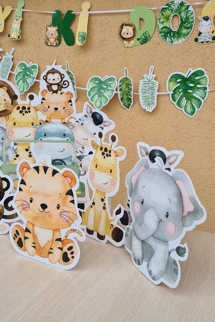 Wild Safari Konsept Doğum Günü Ayaklı Pano Seti Masa Üstü - 3