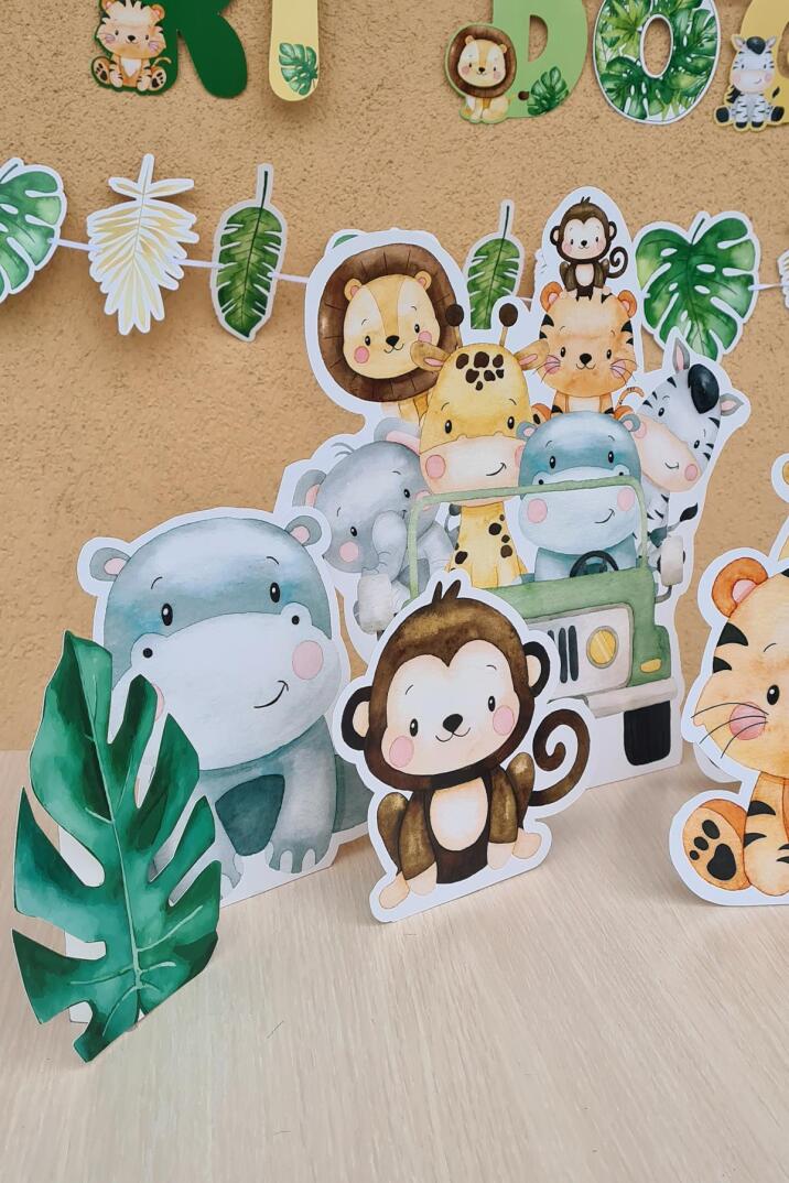 Wild Safari Konsept Doğum Günü Ayaklı Pano Seti Masa Üstü - 4