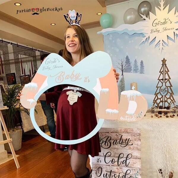 Winter Konsept Baby Shower Hatıra Fotoğraf Çerçevesi - 1