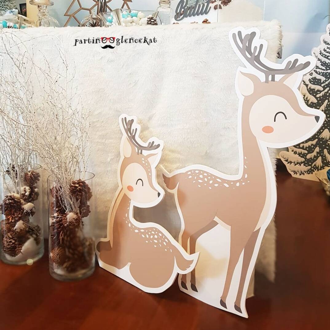 Winter Konsept Masa Önü 2 li Geyik Panolar - 1