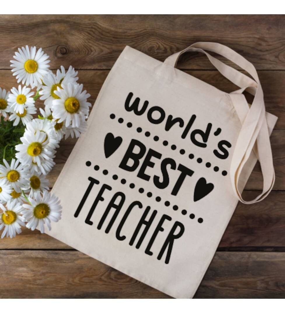 Worlds Best Teacher Ever Öğretmenler Günü Omuz Çantası Bez Çanta - 1