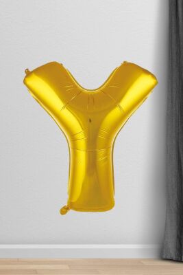 Y Harfi Folyo Balon Gold 100 cm 40 inç 1 Metre Altın - 1