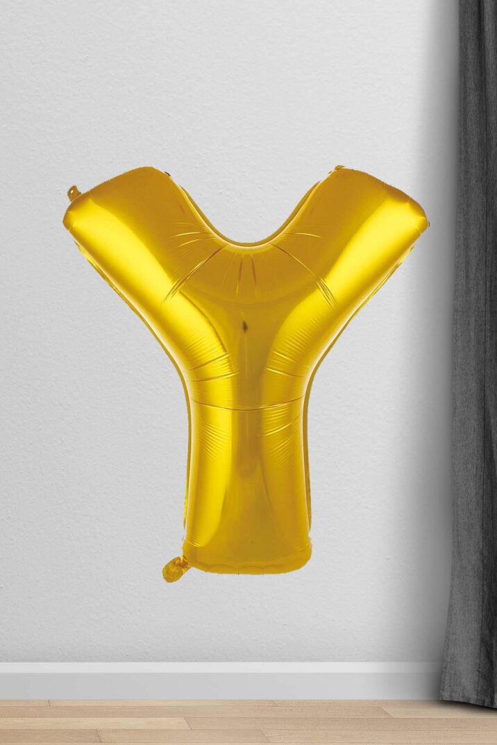Y Harfi Folyo Balon Gold 100 cm 40 inç 1 Metre Altın - 1