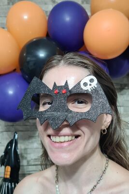 Yarasa Şeklinde Kurukafalı Gözlük Cadılar Bayramı Gözlüğü Halloween Aksesuarları - 2