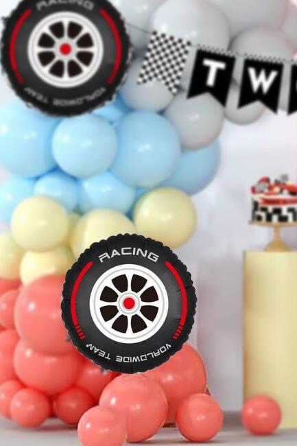Yarış Araba Lastiği Folyo Balon Tekerlek Yarış Arabaları Konsept 45cm - 1