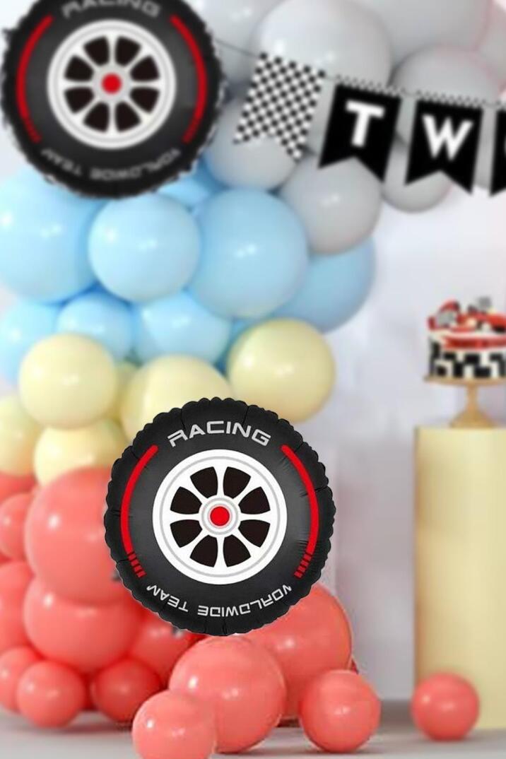Yarış Araba Lastiği Folyo Balon Tekerlek Yarış Arabaları Konsept 45cm - 1