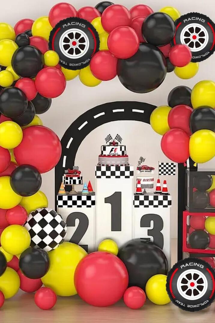 Yarış Araba Lastiği Folyo Balon Tekerlek Yarış Arabaları Konsept 45cm - 2
