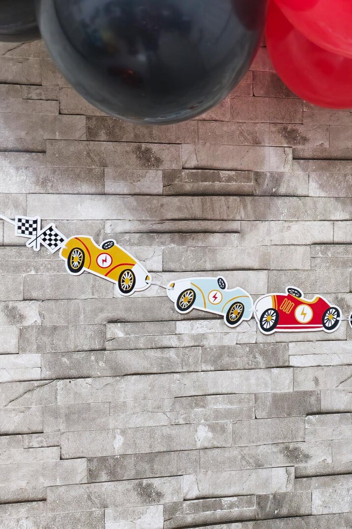 Yarış Araba Tema Doğum Günü Arabalar Banner Kalın Kart Uzun Banner - 3