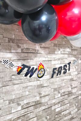 Yarış Araba Tema Doğum Günü Two Fast Banner 2 Yaş Doğum Günü Banner - 2