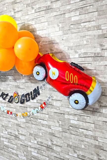 Yarış Arabaları Tema Doğum Günü Balon Zinciri Seti Fon Perdeli Doğum Günü Süsleme Seti - 3