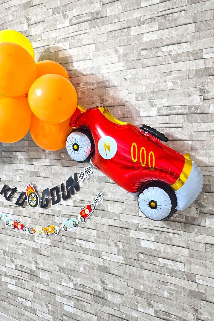 Yarış Arabaları Tema Doğum Günü Balon Zinciri Seti Fon Perdeli Doğum Günü Süsleme Seti - 3