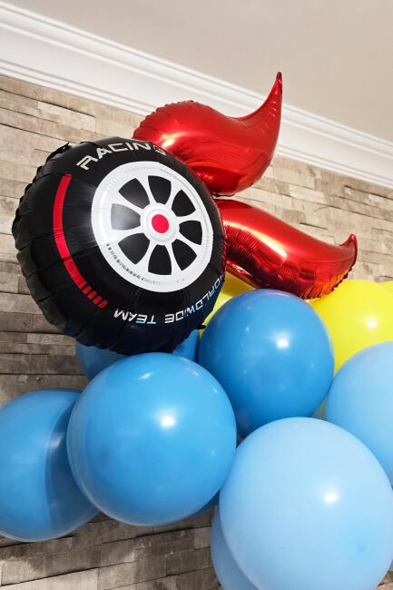 Yarış Tema Doğum Günü Balon Zinciri Seti Fon Perdeli Doğum Günü Süsleme Seti - 3