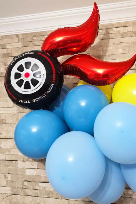 Yarış Tema Doğum Günü Balon Zinciri Seti Fon Perdeli Doğum Günü Süsleme Seti - 4