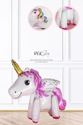 Yerde Durabilen 4 Ayaklı Unicorn Folyo Balon - 1