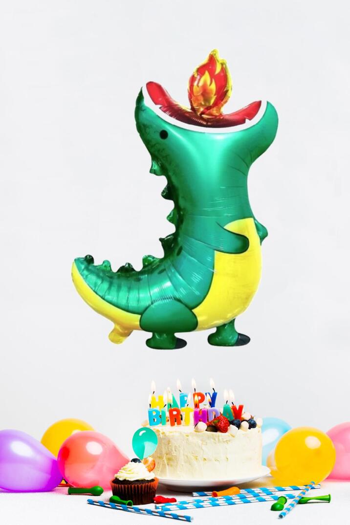 Yeşil Ejderha Folyo Balon 88cm Dinazor Doğum Günü Balonları - 3