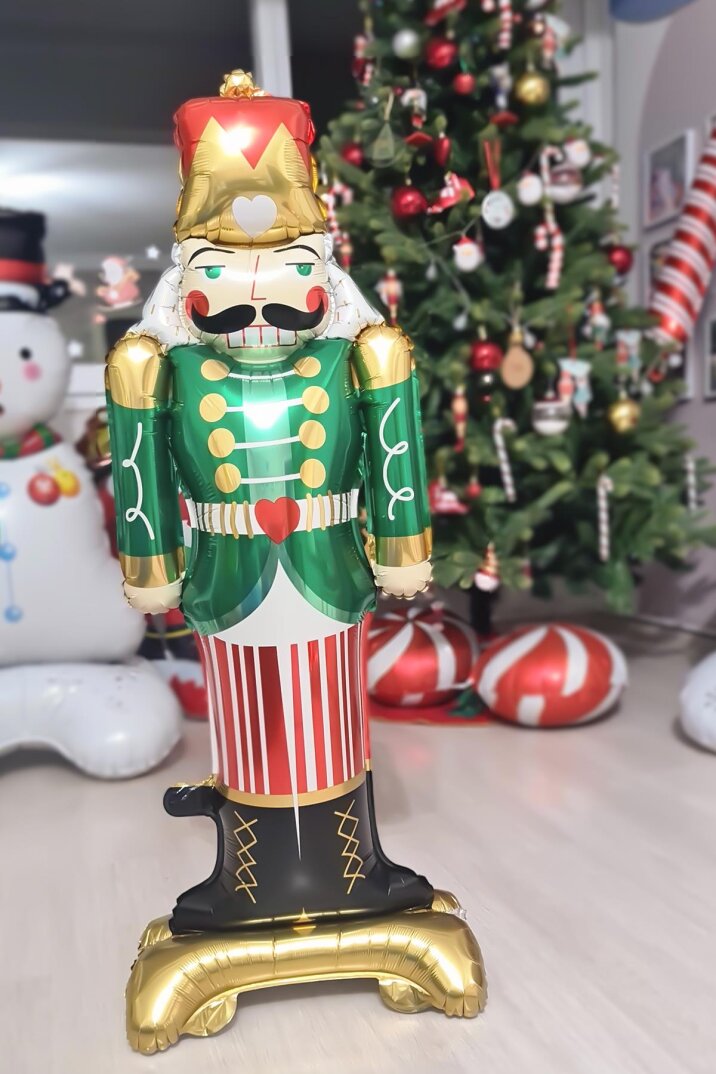 Yeşil Kurşun Asker Folyo Balon Yılbaşı Balonu Fındıkkıran Nutcracker Şekilli Folyo Balon - 3