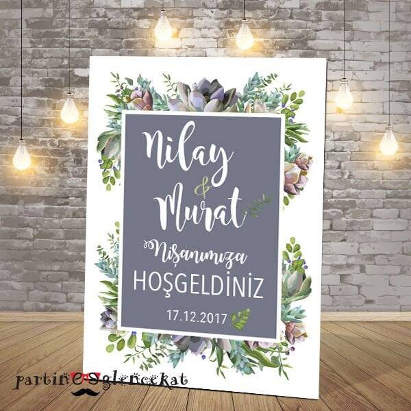 Yeşil Yapraklar Konsept Karşılama Panosu - 1