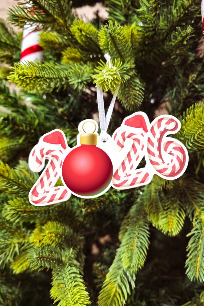 Yılbaşı Ağacı Süsü Candy Cane 2026 Yazılı - 1