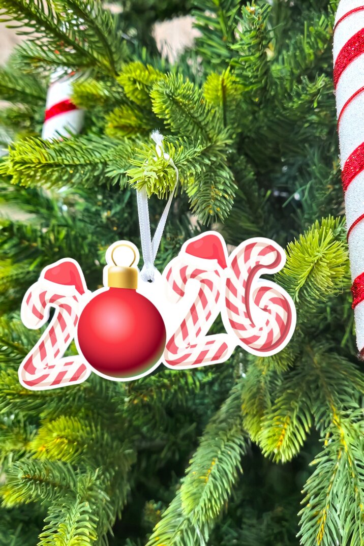 Yılbaşı Ağacı Süsü Candy Cane 2026 Yazılı - 2