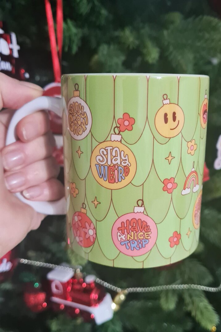 Yılbaşı Ağacı ve Motto Süsler Tasarım Yılbaşı Hediyesi Kupa Bardak - 1