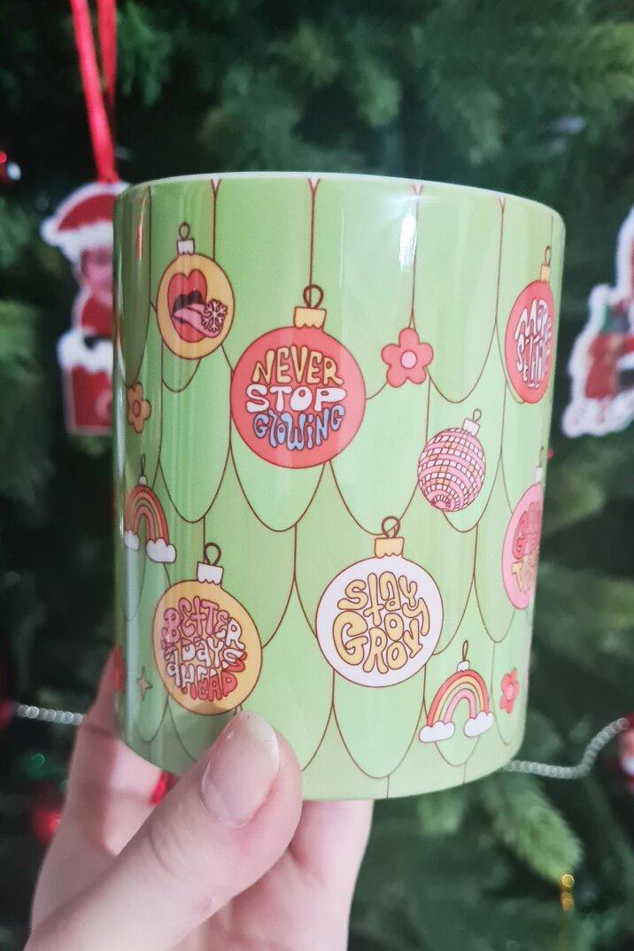 Yılbaşı Ağacı ve Motto Süsler Tasarım Yılbaşı Hediyesi Kupa Bardak - 3