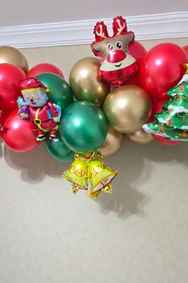 Yılbaşı Balon Zinciri Paketi Yılbaşı Balon Süsleme Seti 39 Parça Yılbaşı Tema Folyo Balonlu Set - 4