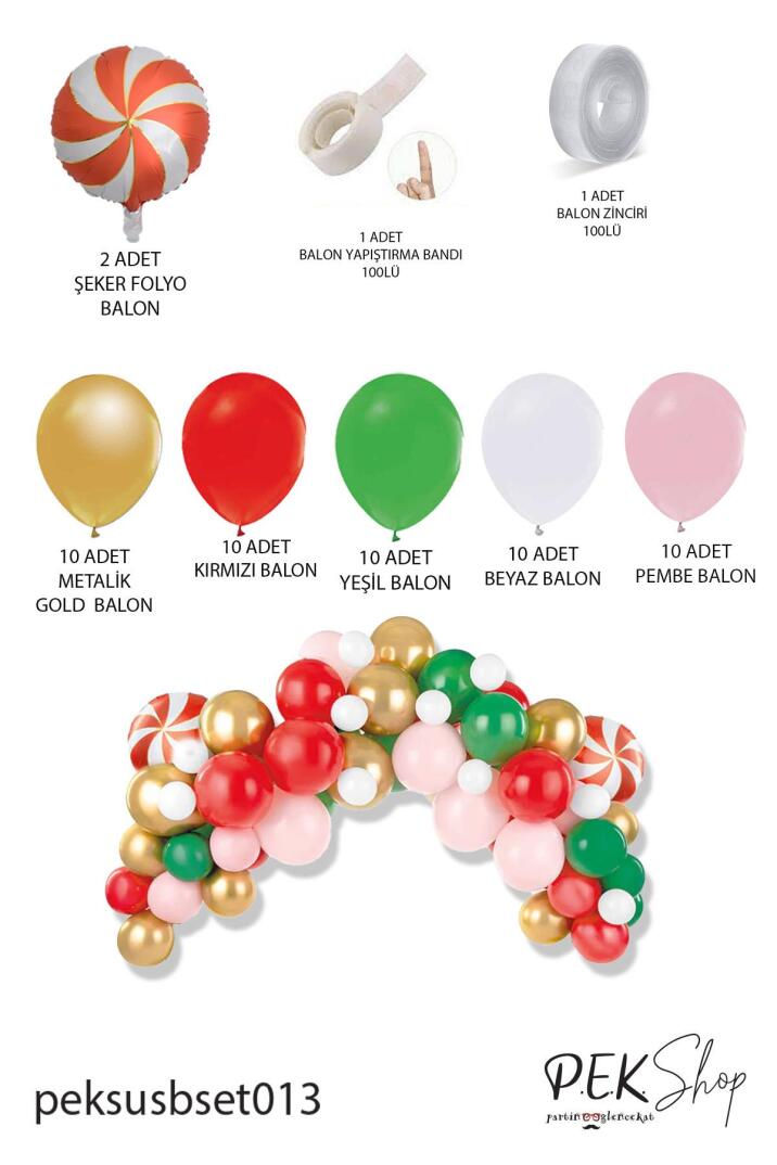 Yılbaşı Balon Zinciri Şeker Balonlu 54 Parça Yılbaşı Balon Süsleme Malzemeleri - 2