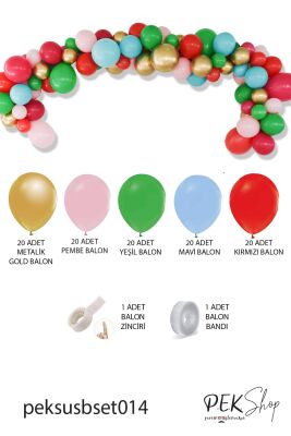 Yılbaşı Balonları 102 Parça Yılbaşı Balon Zinciri Yılbaşı Renkleri Balon Paketi - 4