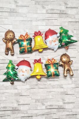 Yılbaşı Balonları Kurabiye Adam Noel Baba Birleşik Folyo Balon 2li - 2