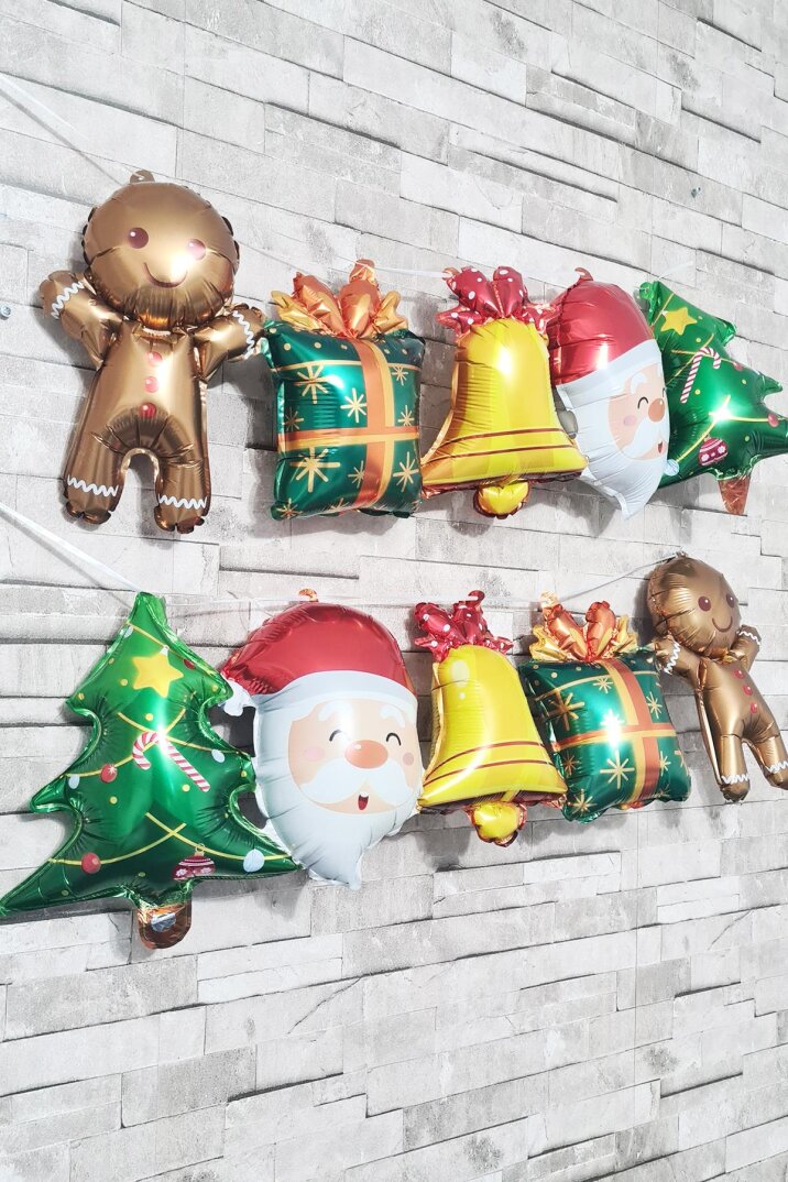 Yılbaşı Balonları Kurabiye Adam Noel Baba Birleşik Folyo Balon 2li - 3
