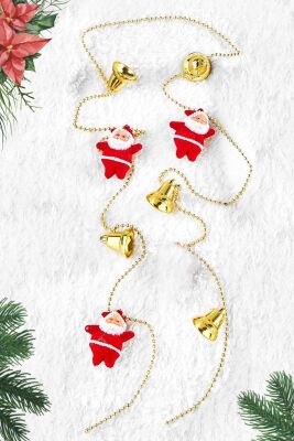 Yılbaşı Çam Ağacı Süsü Zincir Süs Noel Babalı Yılbaşı Çanları 150 cm - 1