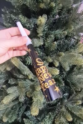 Yılbaşı Düdükleri Gold Lüks Happy New Year Yazılı Gold Simli Uzun Yüksek Sesli Vuvuzela 6'lı - 2
