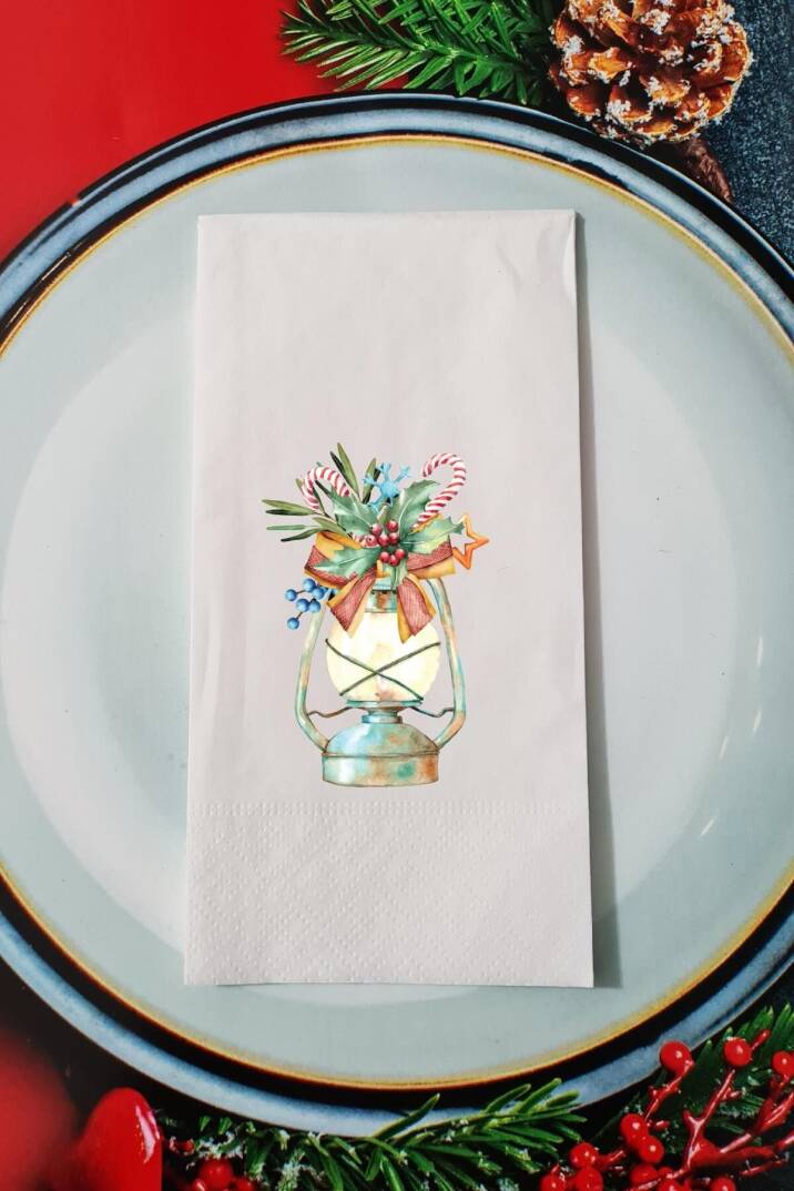 Yılbaşı Gaz Lambası Tasarım Yılbaşı Sunum Peçetesi - 1