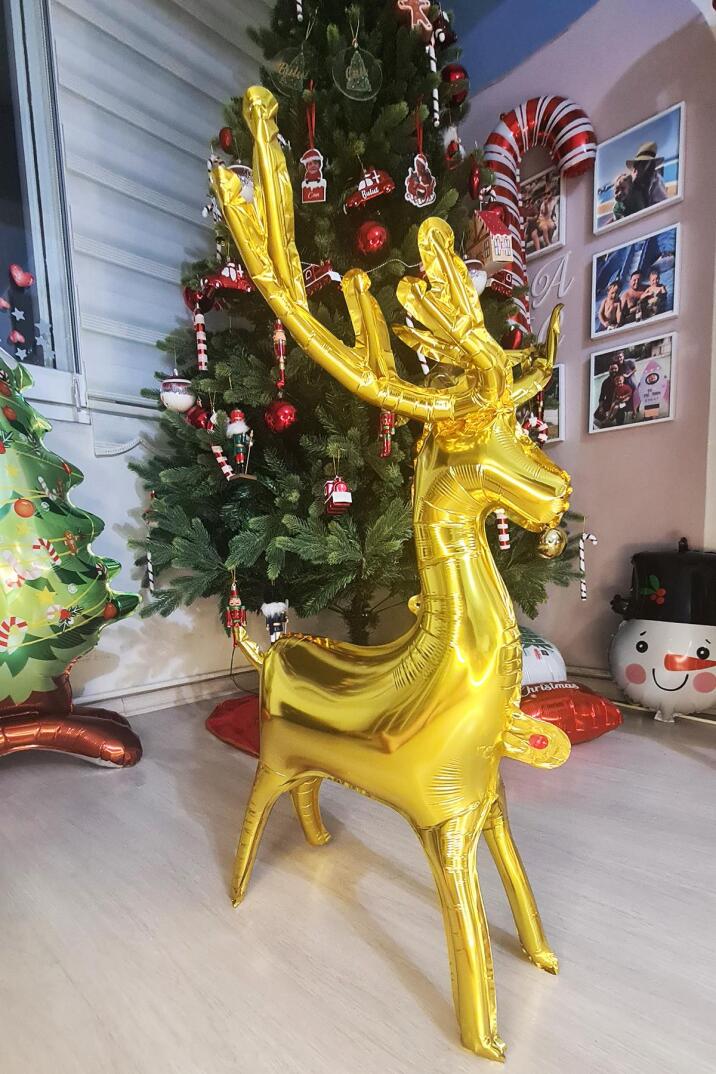 Yılbaşı Gold Geyik Balon Orta Boy Ayaklı Dik Durabilen Altın Geyik Balon - 2