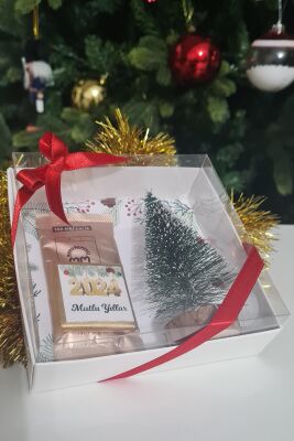 Yılbaşı Hediyesi Mini Yılbaşı Çam Ağacı Türk Kahvesi ve Çikolatalı Set Yeni Yıl Hediyesi - 4