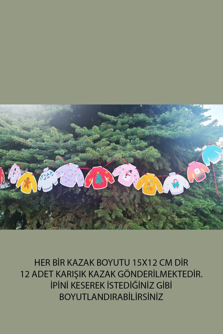 Yılbaşı İpe Dizili Kart Süsler Yılbaşı Desenli Kazaklar Banner - 4
