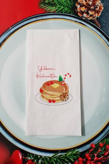 Yılbaşı Kahvaltısı Yazıl Pancake Yeni Yıl Sunum Peçetesi