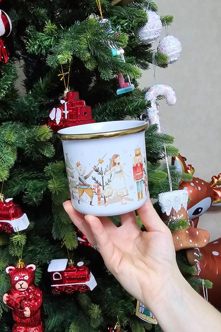 Yılbaşı Kupası Kurşun Asker ve Balerin Gold Kulplu ve Kenarlıklı Varaklı Yılbaşı Hediyesi Kupa Bardak - 3