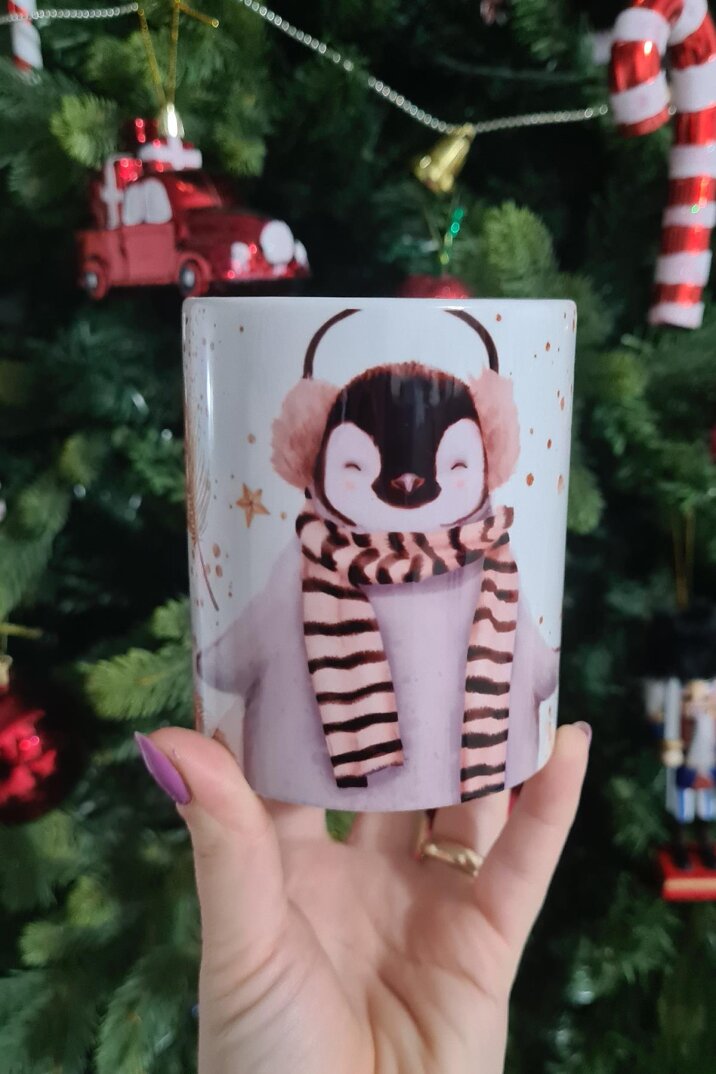 Yılbaşı Penguen Tasarım Yılbaşı Hediyesi Kupa Bardak - 2
