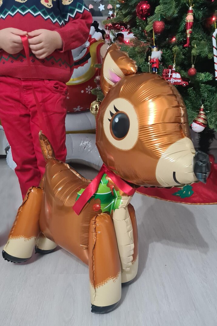Yılbaşı Sevimli Geyik Ayaklı 3D Folyo Balon - 2