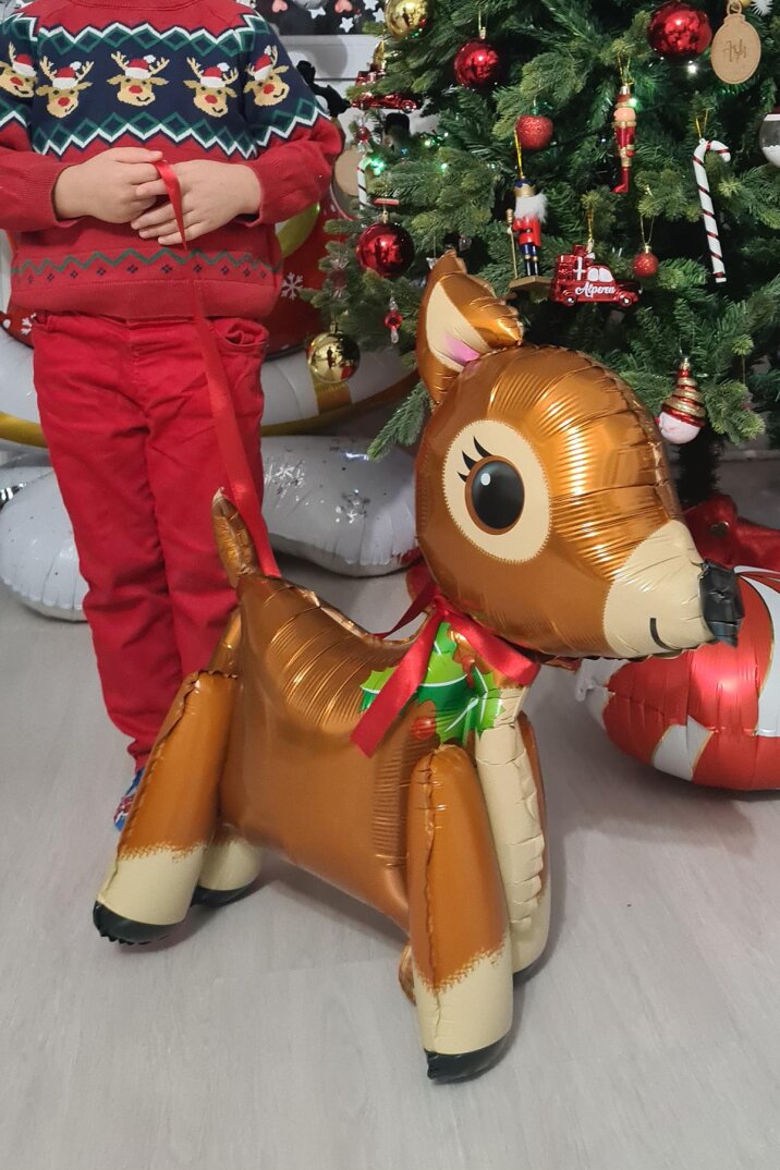 Yılbaşı Sevimli Geyik Ayaklı 3D Folyo Balon - 3