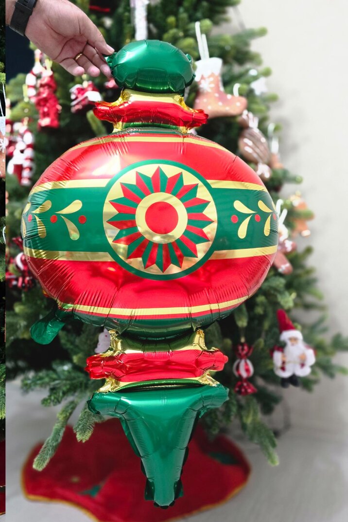 Yılbaşı Süsü Folyo Balon Yılbaşı Süsü Şeklinde Uzun Yılbaşı Folyo Balonu 102cm - 1