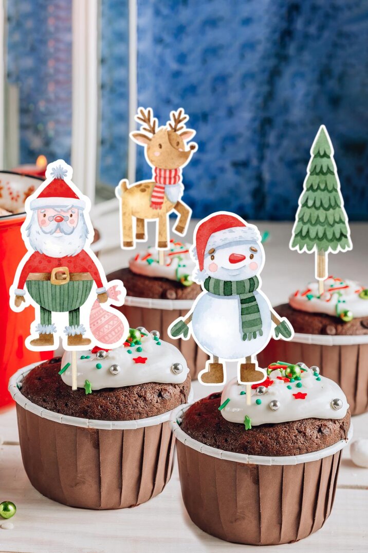 Yılbaşı Yeni Yıl Kürdan Süsleri Cupcake Süsleri Lüks Büyük Boy 10lu Paket - 1