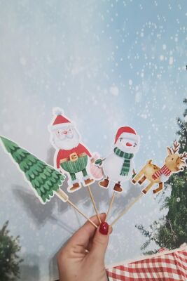 Yılbaşı Yeni Yıl Kürdan Süsleri Cupcake Süsleri Lüks Büyük Boy 10lu Paket - 2