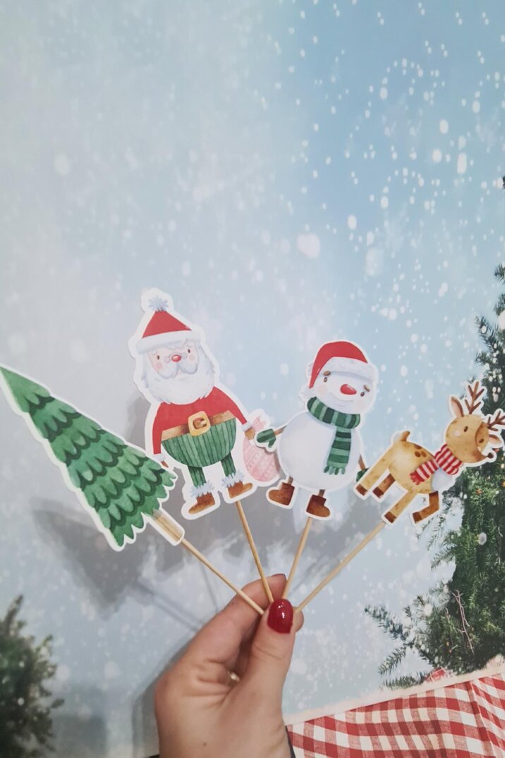 Yılbaşı Yeni Yıl Kürdan Süsleri Cupcake Süsleri Lüks Büyük Boy 10lu Paket - 2