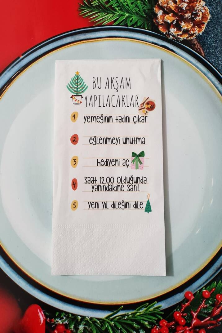 Yılbaşında Yapılacaklar Yılbaşı - Yeni Yıl Sunum Peçetesi - 1