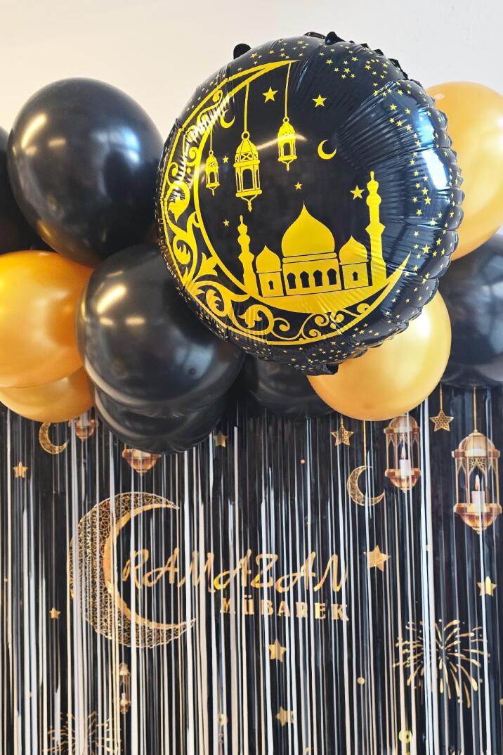Yuvarlak Gold Siyah Ramazan Folyo Balonu - 3